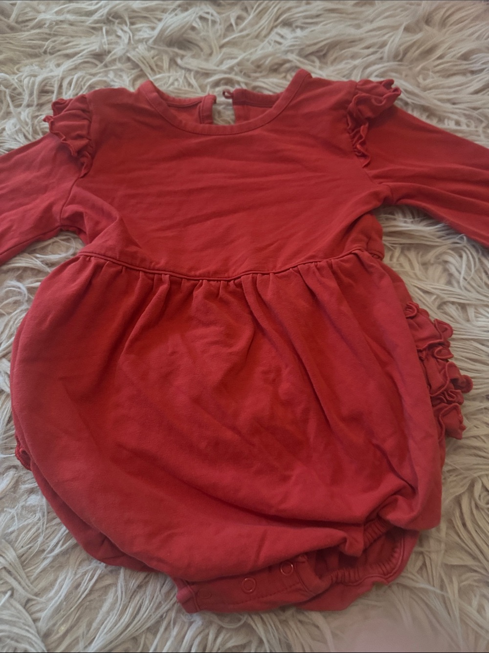 Ruffle Butts Red Long-Sleeve Ruffle Bubble Romper